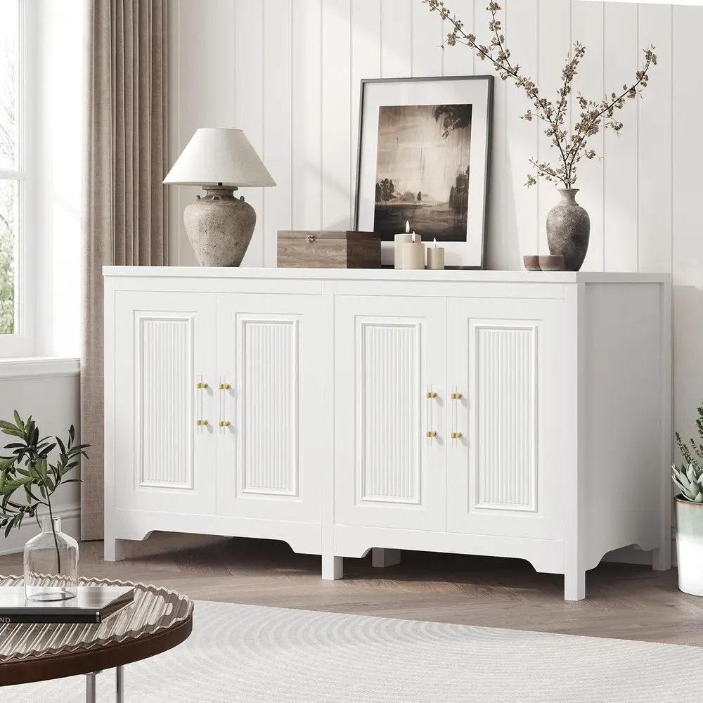55 Inch Elegant Sideboard with Storage and Adjustable Shelves, Ideal for Coffee Bar or Dining Area in White
55 Inch Elegant Sideboard with Storage and Adjustable Shelves, Ideal for Coffee Bar or Dining Area in White