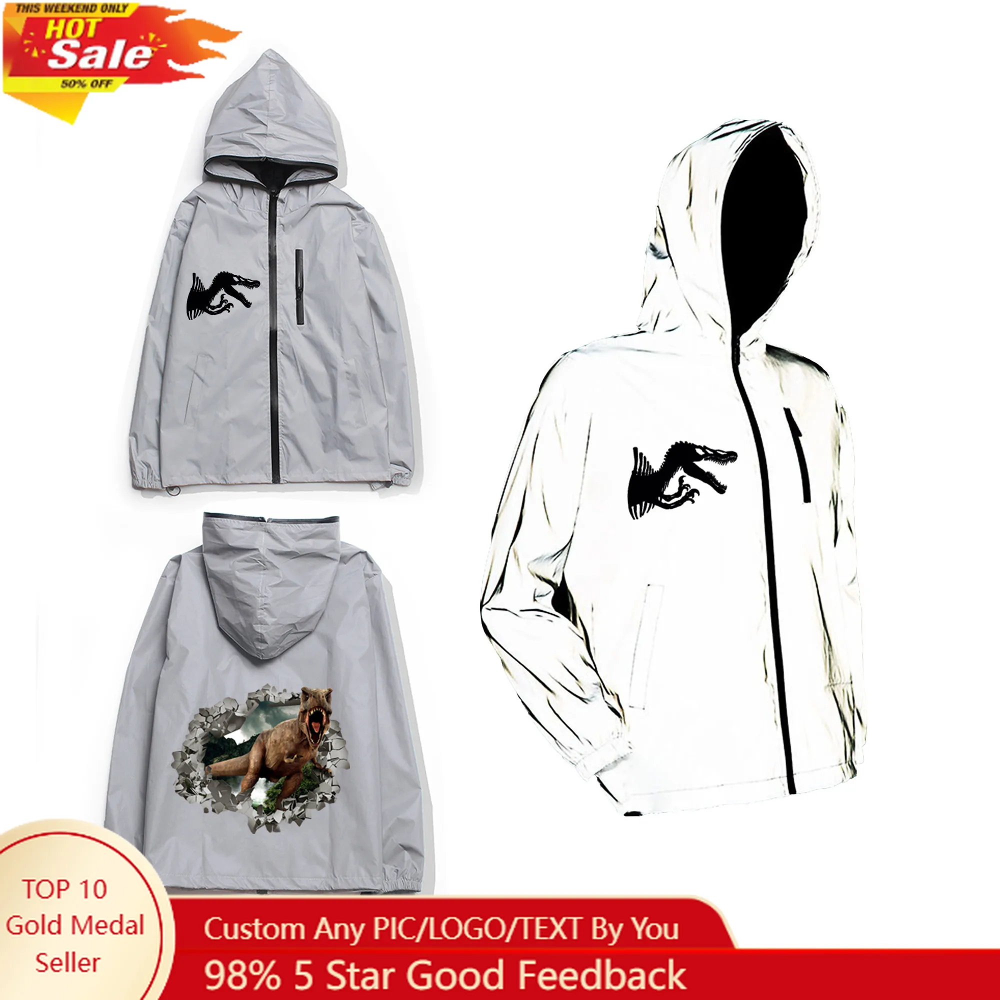 Jurassic Park Dinosaur Reflective Jacket Mens Womens Coat Hooded Windbreaker Run Pocket Jackets Hiking Zipper Customized Hoodie
Jurassic Park Dinosaur Reflective Jacket Mens Womens Coat Hooded Windbreaker Run Pocket Jackets Hiking Zipper Customized Hoodie