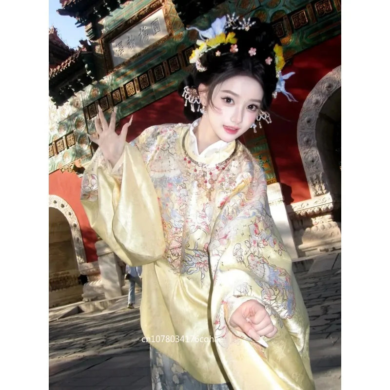 Hanfu women's 2026 new Daming noble women's Ming-made Chinese style heavy industry woven round neck robe ancient clothing
Hanfu women's 2026 new Daming noble women's Ming-made Chinese style heavy industry woven round neck robe ancient clothing