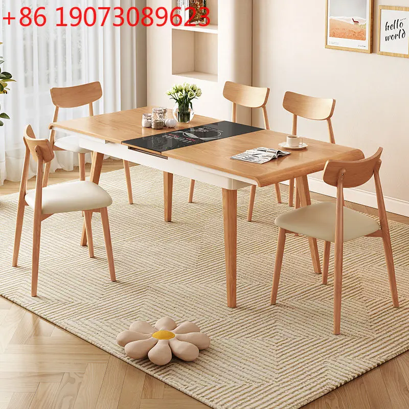 Log style modern simple small apartment restaurant retractable solid wood dining table with induction cooker integrated
Log style modern simple small apartment restaurant retractable solid wood dining table with induction cooker integrated