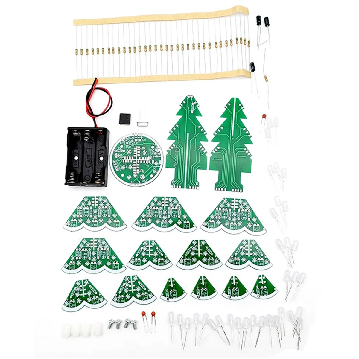 A76K 3D Stereo Christmas Tree LED DIY Kit Red/Green/Yellow LED Flash Circuit Kit for Electronics Soldering Practice Learning
A76K 3D Stereo Christmas Tree LED DIY Kit Red/Green/Yellow LED Flash Circuit Kit for Electronics Soldering Practice Learning