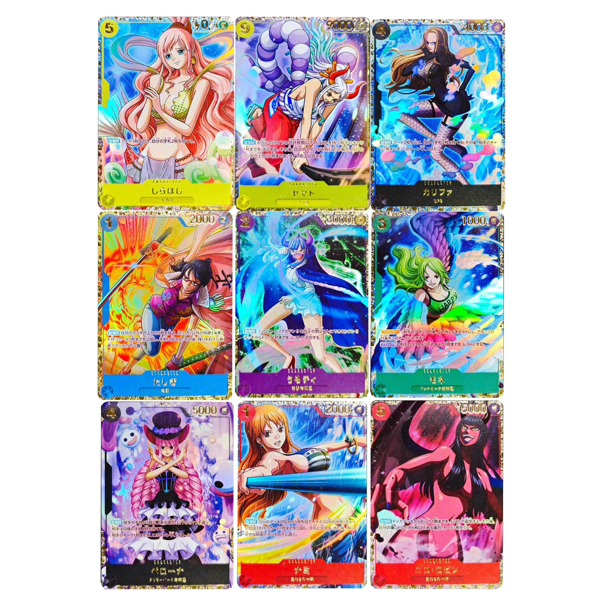 9 шт./компл. 63X88 мм Diy One Piece Yamato Nami Коллекционная карта Преломление Цветная вспышка Горячее тиснение Opcg Perona Аниме Карты Подарочные игрушки
9 шт./компл. 63X88 мм Diy One Piece Yamato Nami Коллекционная карта Преломление Цветная вспышка Горячее тиснение Opcg Perona Аниме Карты Подарочные игрушки