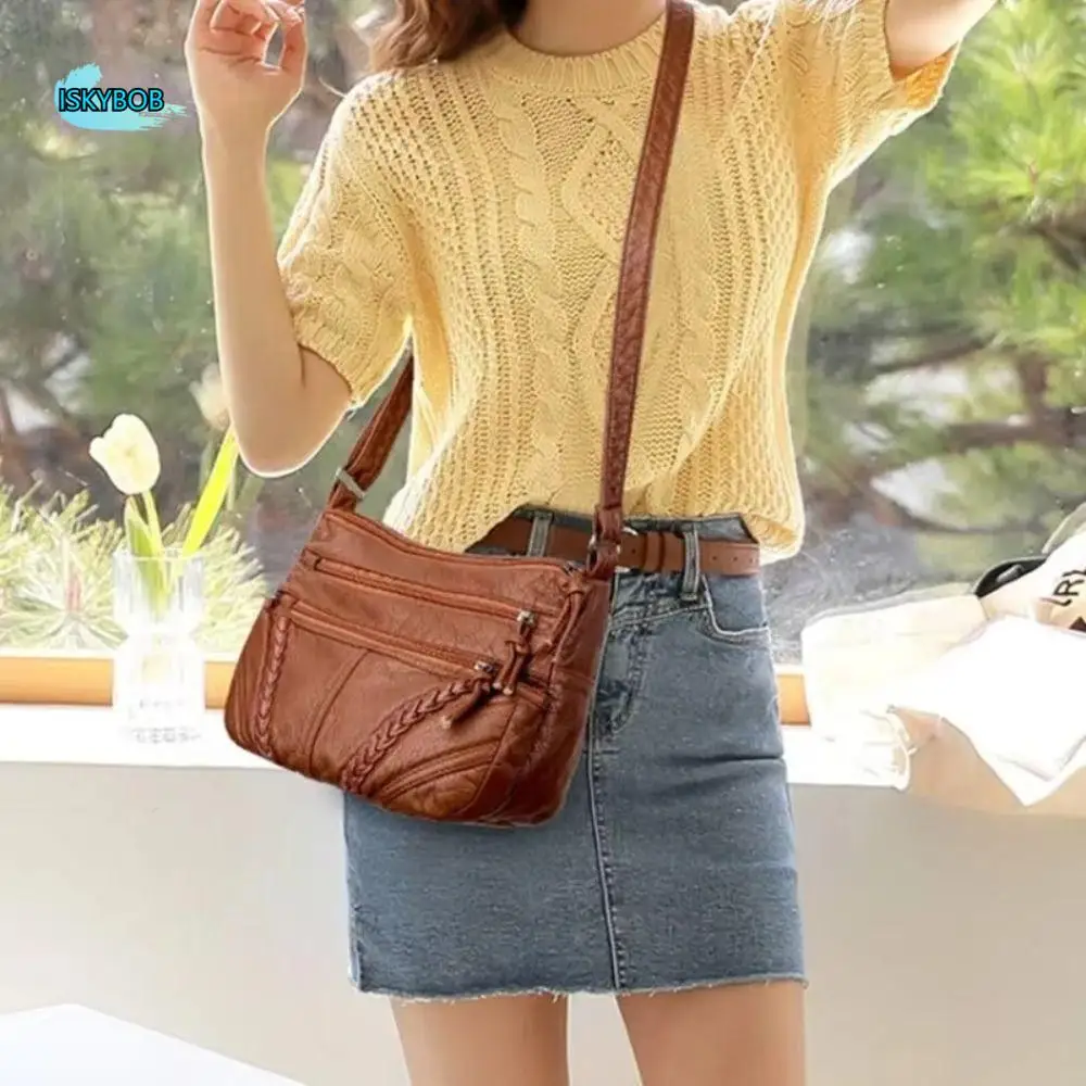Soft Leather Women Shoulder Bags Multi-Layer Large-capacity Female Crossbody Bag Vintage Solid Color Lady Handbag for Girls
Soft Leather Women Shoulder Bags Multi-Layer Large-capacity Female Crossbody Bag Vintage Solid Color Lady Handbag for Girls