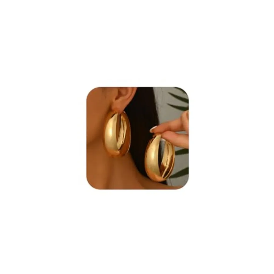 Chunky Large Round Hoop Earring for Women, Thick Polished Circle Dangling Huggie Earring Non Tarnish Punk Statement Exaggerated
Chunky Large Round Hoop Earring for Women, Thick Polished Circle Dangling Huggie Earring Non Tarnish Punk Statement Exaggerated