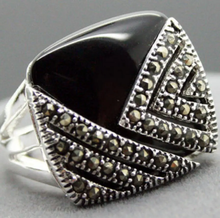 unsex 14*15mm Square Natural Black Natural jade Marcasite 925 Sterling Silver Ring Size 7/8/9/10
unsex 14*15mm Square Natural Black Natural jade Marcasite 925 Sterling Silver Ring Size 7/8/9/10