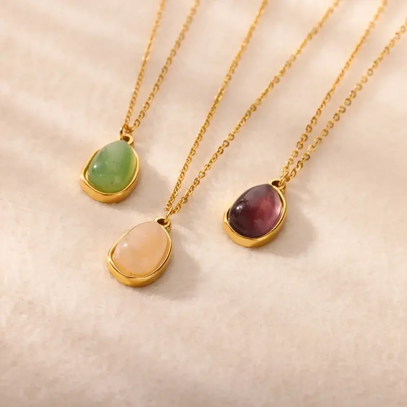 Charm Stone Opal Oval Necklace For Women Gold Color Stainless Steel Waterproof Geometric Vintage Necklace Elegant Birthday Gifts 
Charm Stone Opal Oval Necklace For Women Gold Color Stainless Steel Waterproof Geometric Vintage Necklace Elegant Birthday Gifts