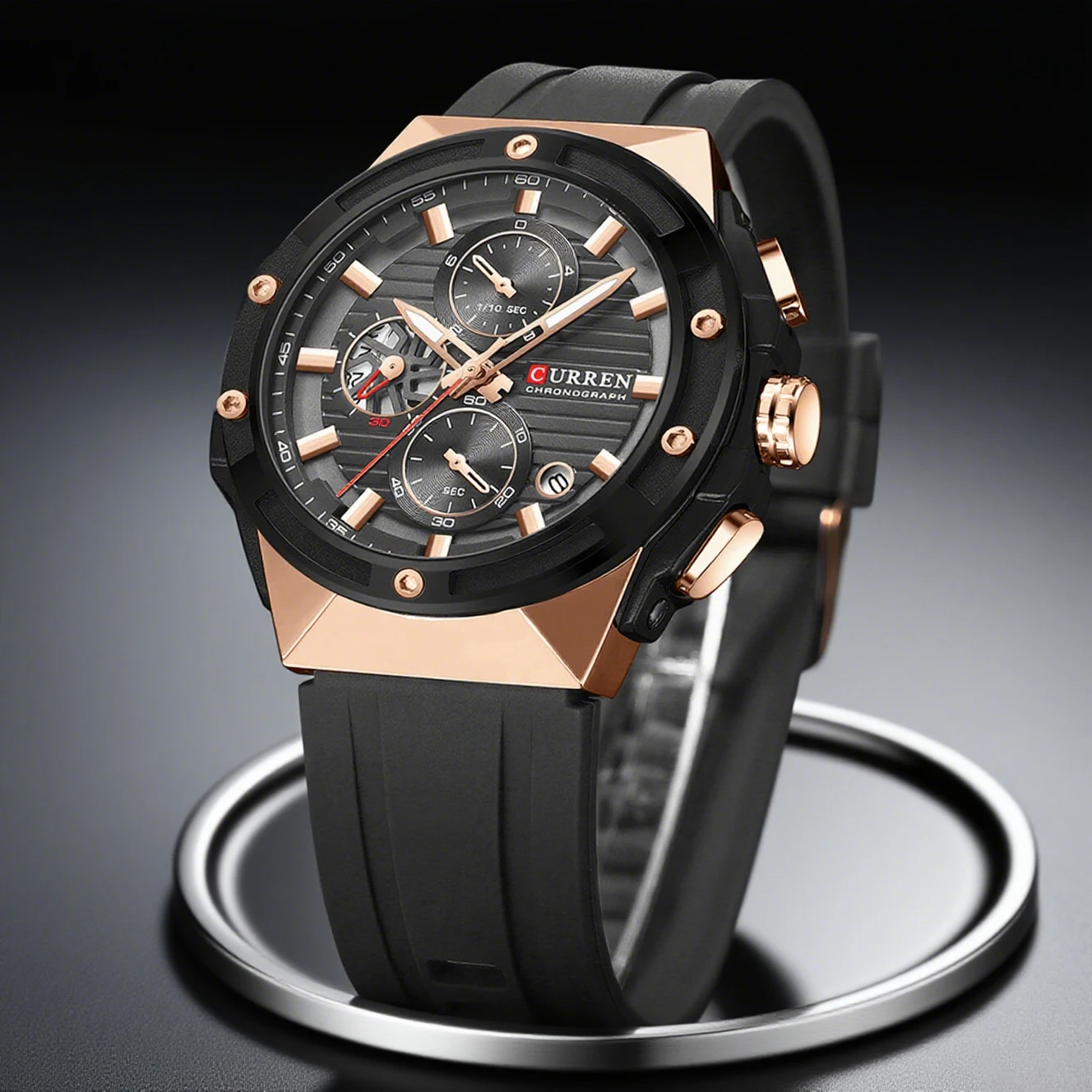 CURREN 8462 Top Luxury Quartz Men's Watch Silicone Strap Multifunctional Timing Code Classic Luminous Waterproof Men's Watch
CURREN 8462 Top Luxury Quartz Men's Watch Silicone Strap Multifunctional Timing Code Classic Luminous Waterproof Men's Watch