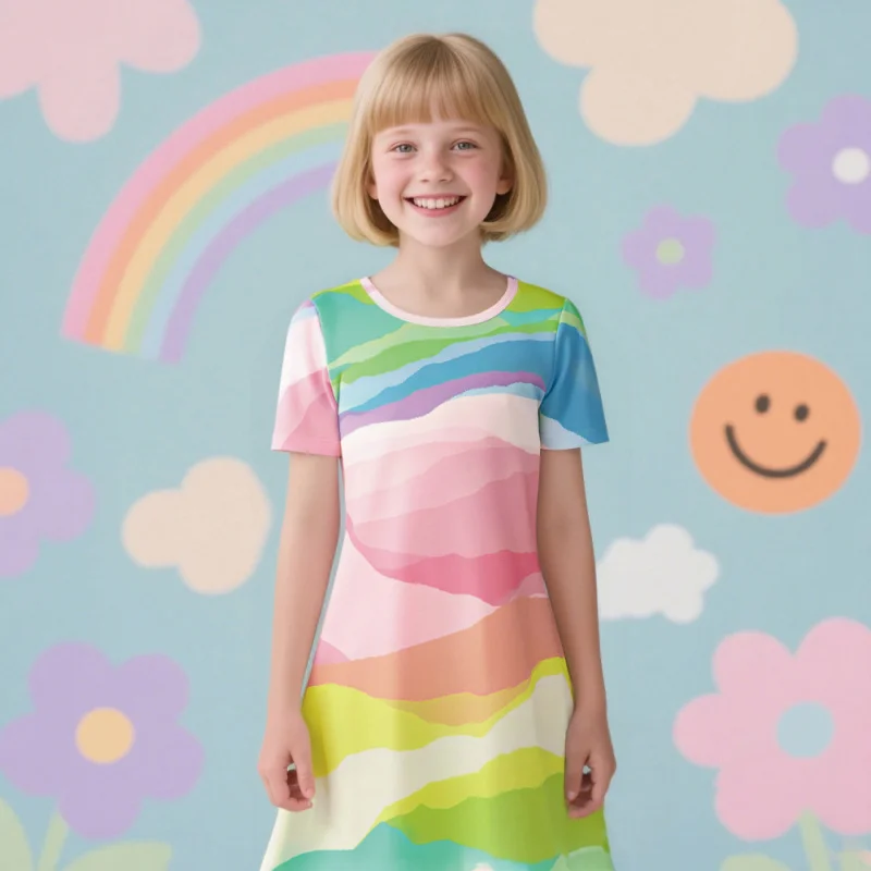 Girls' Rainbow Striped Multi-Color Block Dress Fashionable Vibrant Clothing Cute 2026 Young Girls' Outfit
Girls' Rainbow Striped Multi-Color Block Dress Fashionable Vibrant Clothing Cute 2026 Young Girls' Outfit