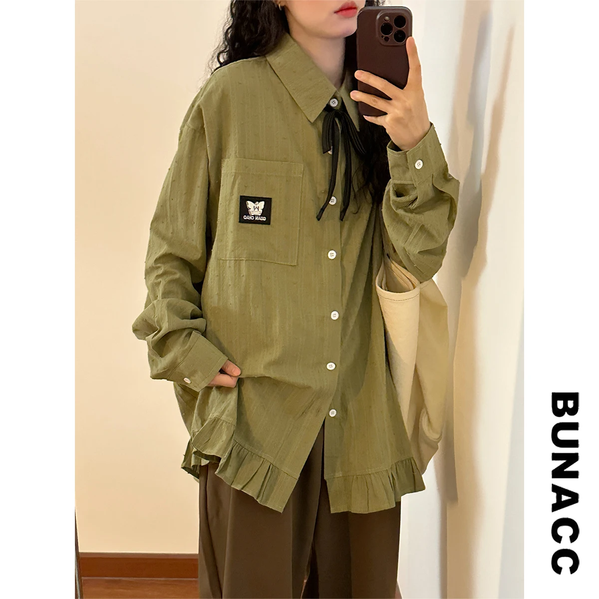 Loose Women's Long Sve irt Vintage Lazy Sle Skirt Hem Pleated Bot Casual Top Trendy Fem Faion Autumn Spring
Loose Women's Long Sve irt Vintage Lazy Sle Skirt Hem Pleated Bot Casual Top Trendy Fem Faion Autumn Spring