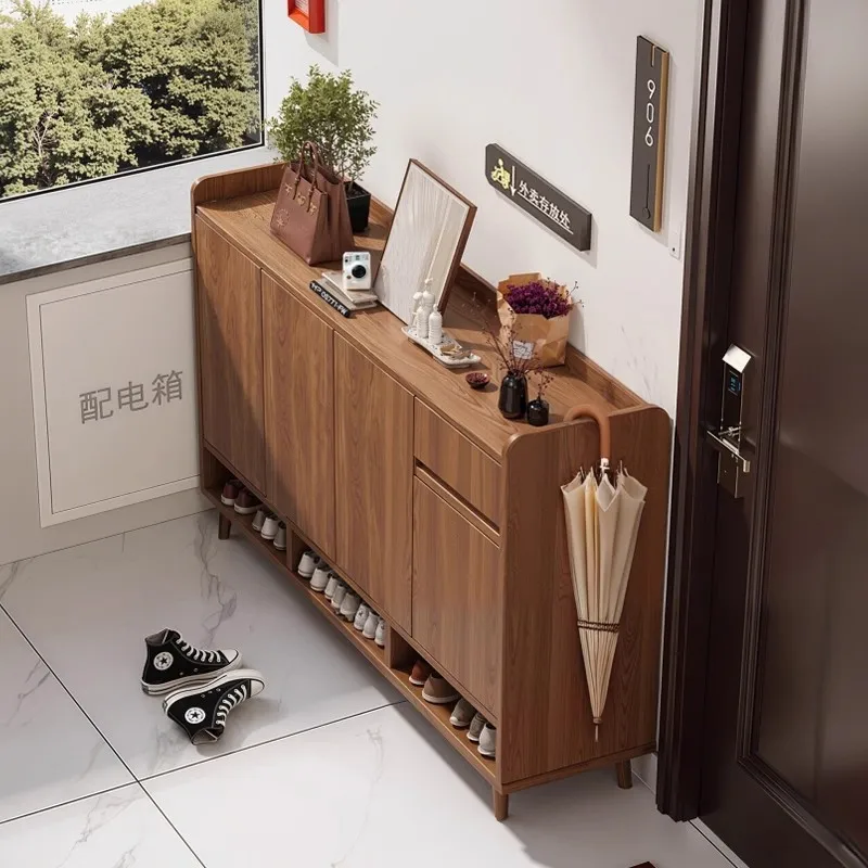 Outside the door corridor aisle shoe cabinet household door solid wood storage integrated against the wall
Outside the door corridor aisle shoe cabinet household door solid wood storage integrated against the wall