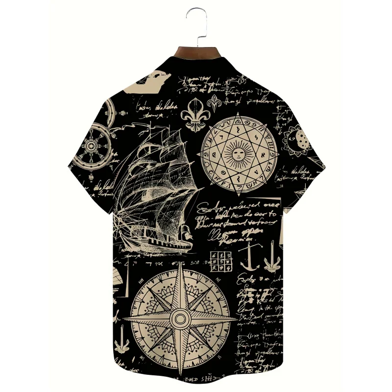 Men's Retro Nautical Compass Print Hawaiian Shirt - Lightweight 100% Polyester Short Sleeve Button Casual Fit Beach Shirt, Suita
Men's Retro Nautical Compass Print Hawaiian Shirt - Lightweight 100% Polyester Short Sleeve Button Casual Fit Beach Shirt, Suita