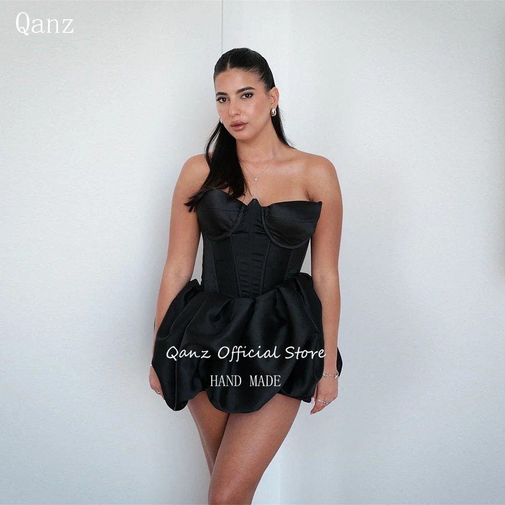 Qanz Black Satin Prom Dresses Short Puffy Bespoke Occasion Dresses Sleevess Corset Back Vestidos De Graduación Customized
Qanz Black Satin Prom Dresses Short Puffy Bespoke Occasion Dresses Sleevess Corset Back Vestidos De Graduación Customized