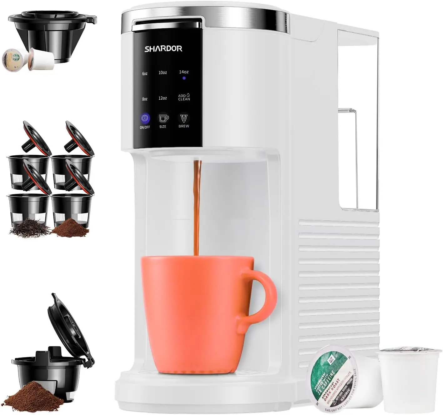 3 in 1 Single Serve Coffee Machine, K Cup Coffee Maker Compatible with Ground Coffee & Teas, 6 to 14oz Brew Sizes, 40oz Removabl
3 in 1 Single Serve Coffee Machine, K Cup Coffee Maker Compatible with Ground Coffee & Teas, 6 to 14oz Brew Sizes, 40oz Removabl