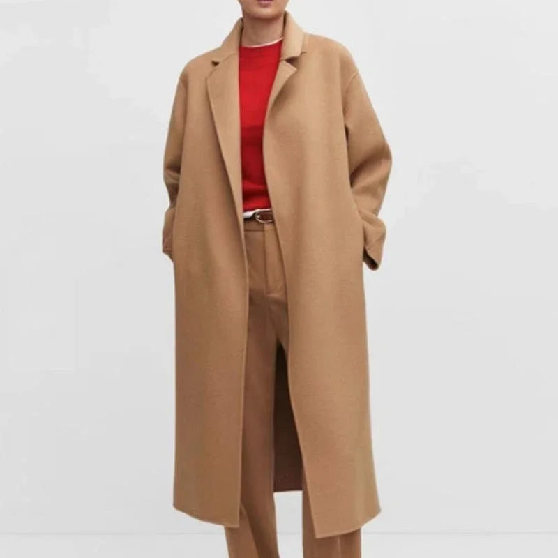 2025 Women Basic Lapel Commut Outwear Loose Midi Length Jacket Overcoat Solid Belt Woolen Coat Female Casual 1
2025 Women Basic Lapel Commut Outwear Loose Midi Length Jacket Overcoat Solid Belt Woolen Coat Female Casual 1