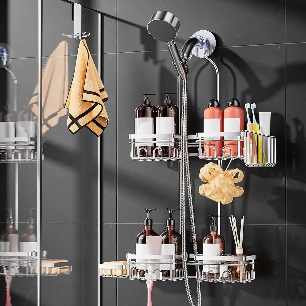 Shower Caddy Hanging with Door Hook - Split Design for Handheld Showerheads, Rustproof Over The Showerheads Bathroom Organiz
Shower Caddy Hanging with Door Hook - Split Design for Handheld Showerheads, Rustproof Over The Showerheads Bathroom Organiz