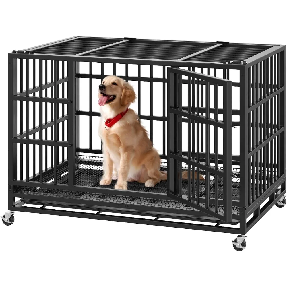 54/48/38 inch Heavy Duty Indestructible Dog Crates for Large Dogs,Escape Proof Dog Cage Large Dogs with Lockable Wheels,Dog Kenn
54/48/38 inch Heavy Duty Indestructible Dog Crates for Large Dogs,Escape Proof Dog Cage Large Dogs with Lockable Wheels,Dog Kenn