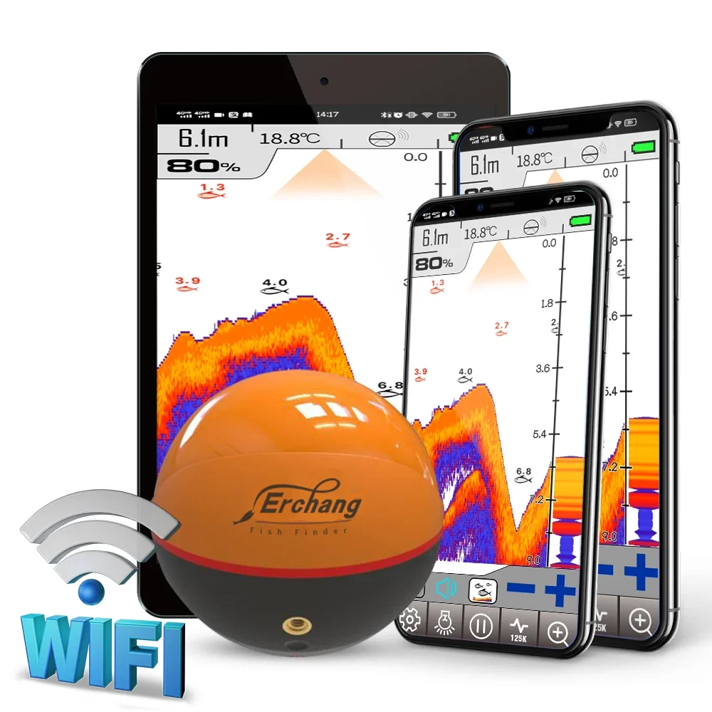 Erchang F68 WIFI Fish Finder 100M Wireless Fishing Sounder Echo Sounder Detect Finder fishing for Lake Sea Fishing IOS& Android
Erchang F68 WIFI Fish Finder 100M Wireless Fishing Sounder Echo Sounder Detect Finder fishing for Lake Sea Fishing IOS& Android