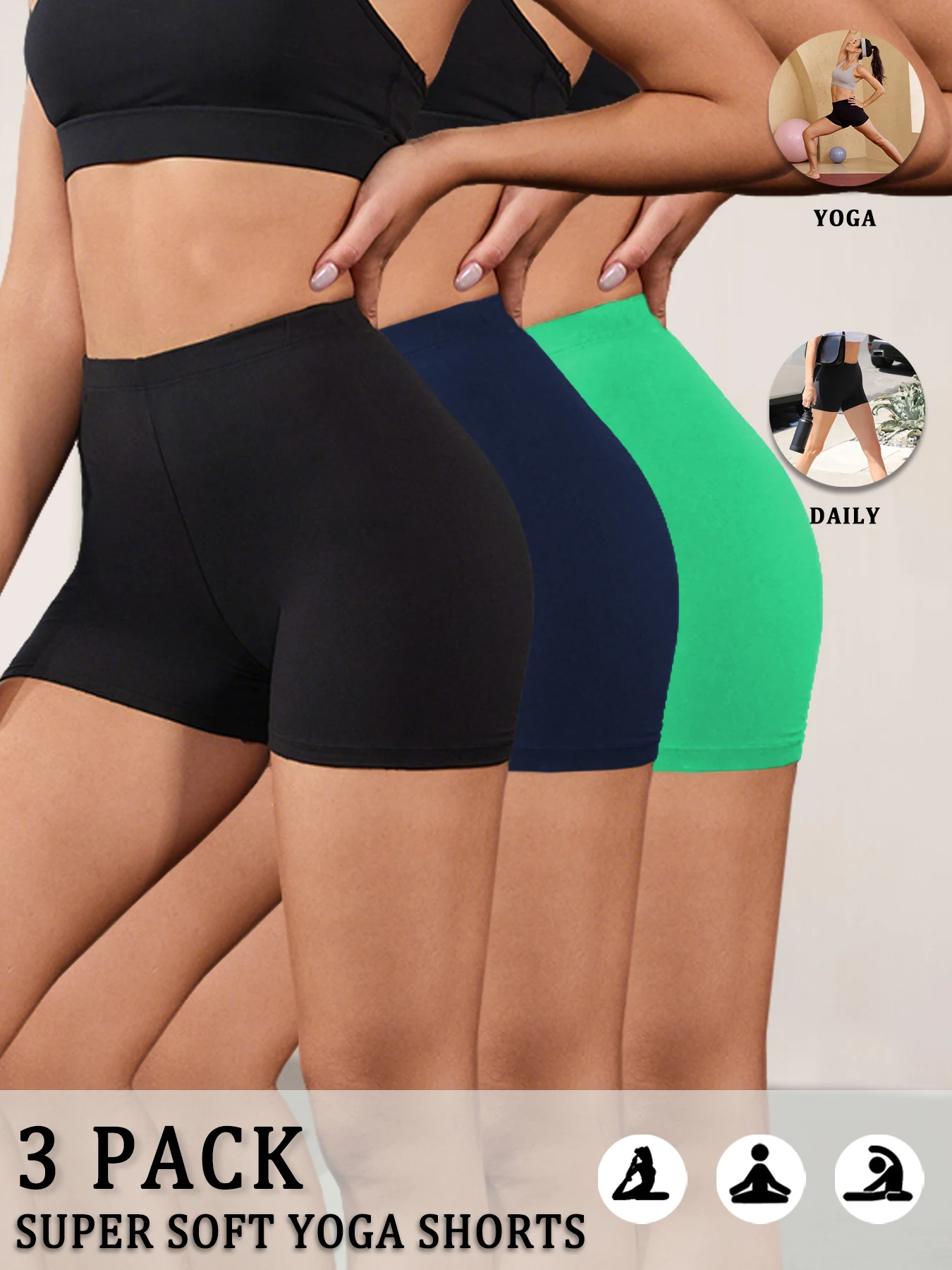 3 pack Women's High Elastic Biker Shorts, Super Soft Proof Yoga Running Cycling Workout Gym Fitness Activewear Tights
3 pack Women's High Elastic Biker Shorts, Super Soft Proof Yoga Running Cycling Workout Gym Fitness Activewear Tights