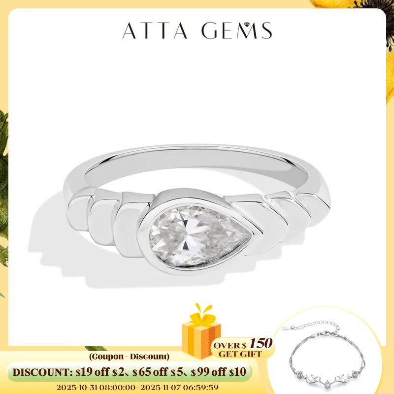 ATTAGEMS Brilliant Moissanite Ring for Women 1CT Pear Cut S925 Sterling Silver 18k Gold Plated Rings For Engagement Fine Jewelry
ATTAGEMS Brilliant Moissanite Ring for Women 1CT Pear Cut S925 Sterling Silver 18k Gold Plated Rings For Engagement Fine Jewelry