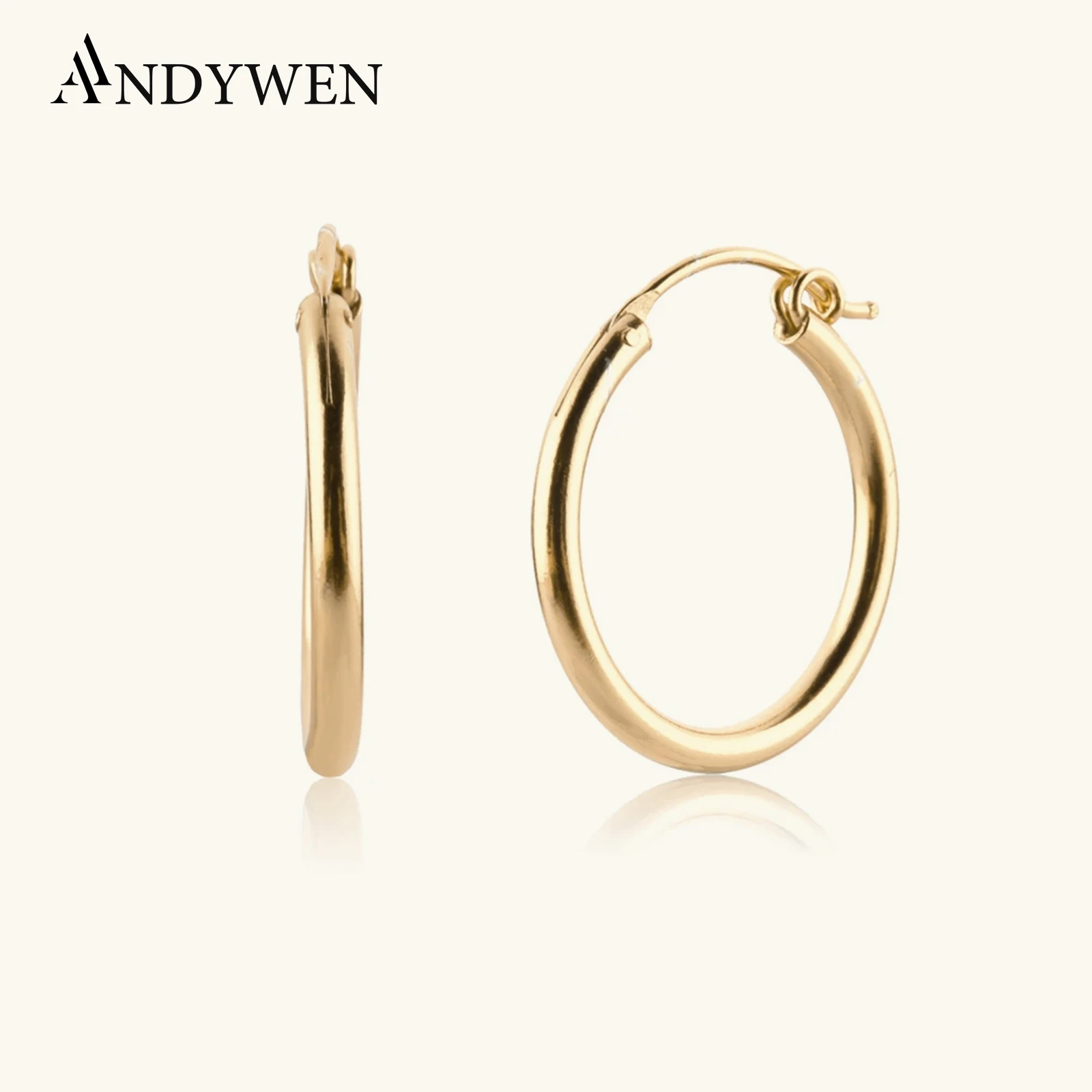 ANDYWEN 925 Sterling Silver Gold 9.5mm 12.5mm 14.5mm 17.5mm Hollow Hoops Earring Women Size Huggies Piercing Pendientes Clips
ANDYWEN 925 Sterling Silver Gold 9.5mm 12.5mm 14.5mm 17.5mm Hollow Hoops Earring Women Size Huggies Piercing Pendientes Clips