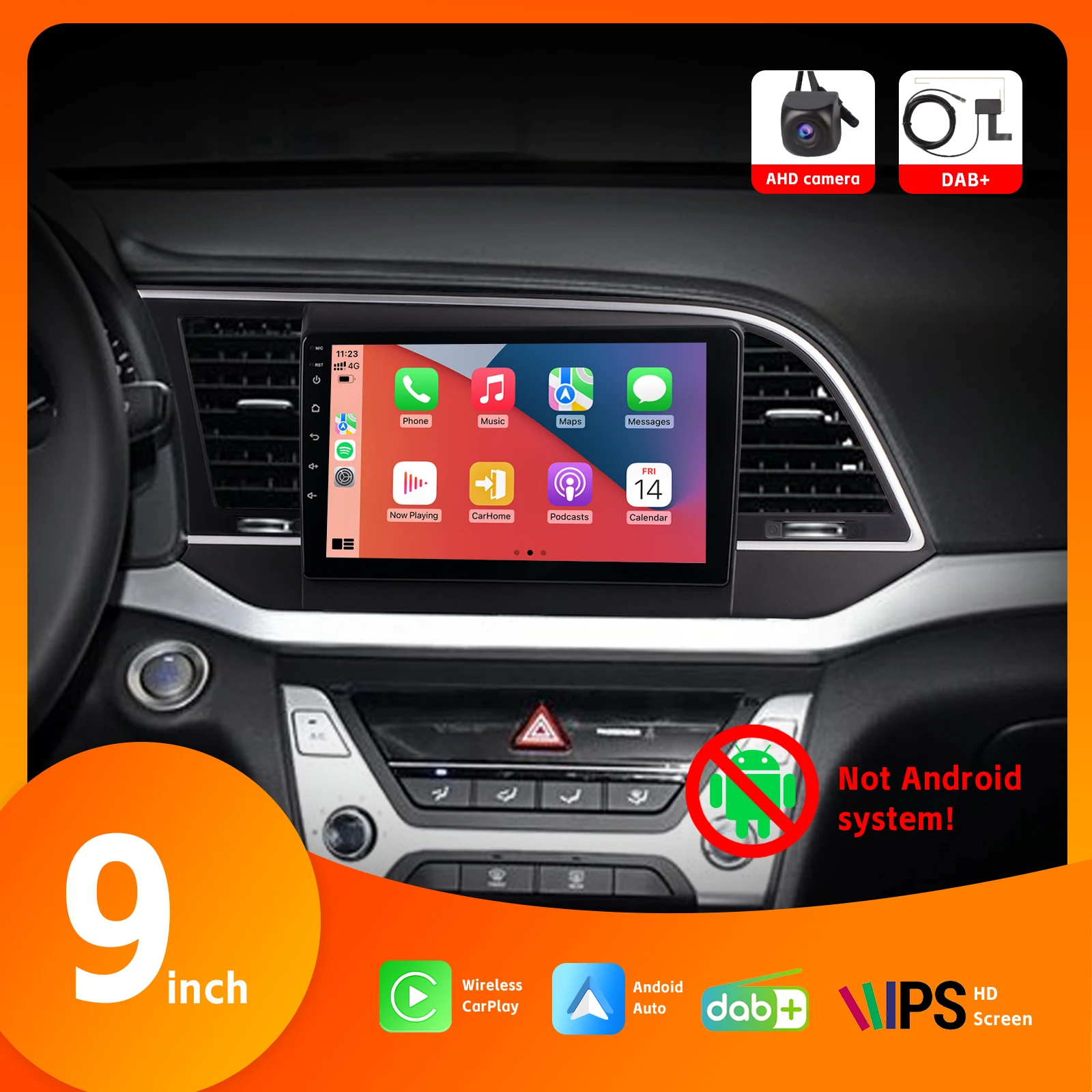 Car Radio with 9" IPS Touch Screen DAB+ Wireless Carplay BT Android Auto for Hyundai Elantra 2016-2018 with AHD Rear View Camera
Car Radio with 9" IPS Touch Screen DAB+ Wireless Carplay BT Android Auto for Hyundai Elantra 2016-2018 with AHD Rear View Camera