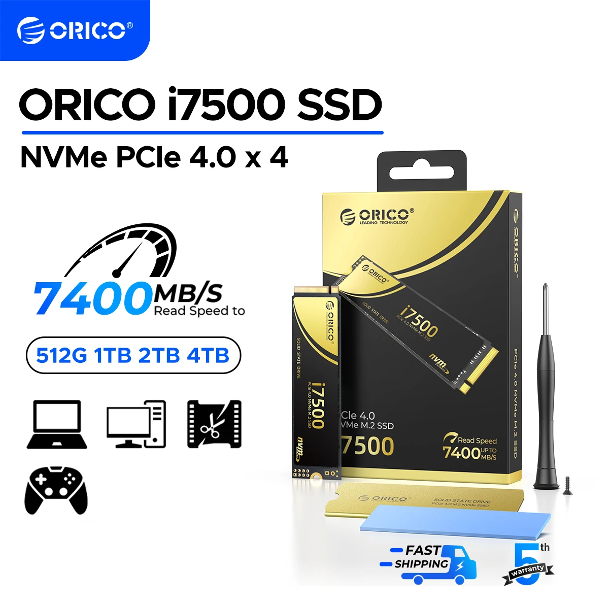 ORICO PS5 SSD 1 ТБ PCIe4.0 NVMe 7400 МБ/с M.2 2280 Внутренний SSD для игровых ПК Геймер Creators i7500
ORICO PS5 SSD 1 ТБ PCIe4.0 NVMe 7400 МБ/с M.2 2280 Внутренний SSD для игровых ПК Геймер Creators i7500
