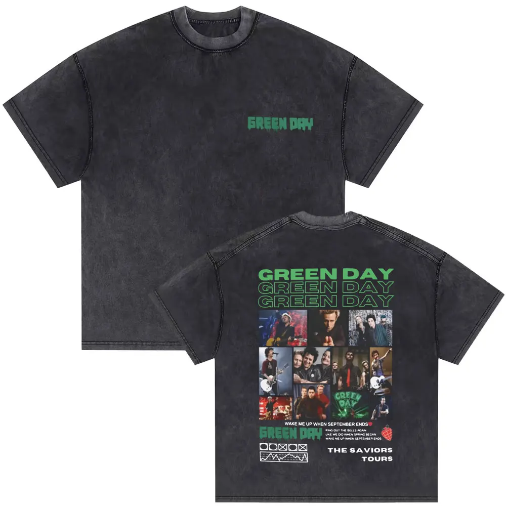 Vintage Washed Punk Band Green Day The Saviors Tours T-shirts Men Classic Gothic Rock T Shirts Male Cotton T-shirt Streetwear
Vintage Washed Punk Band Green Day The Saviors Tours T-shirts Men Classic Gothic Rock T Shirts Male Cotton T-shirt Streetwear