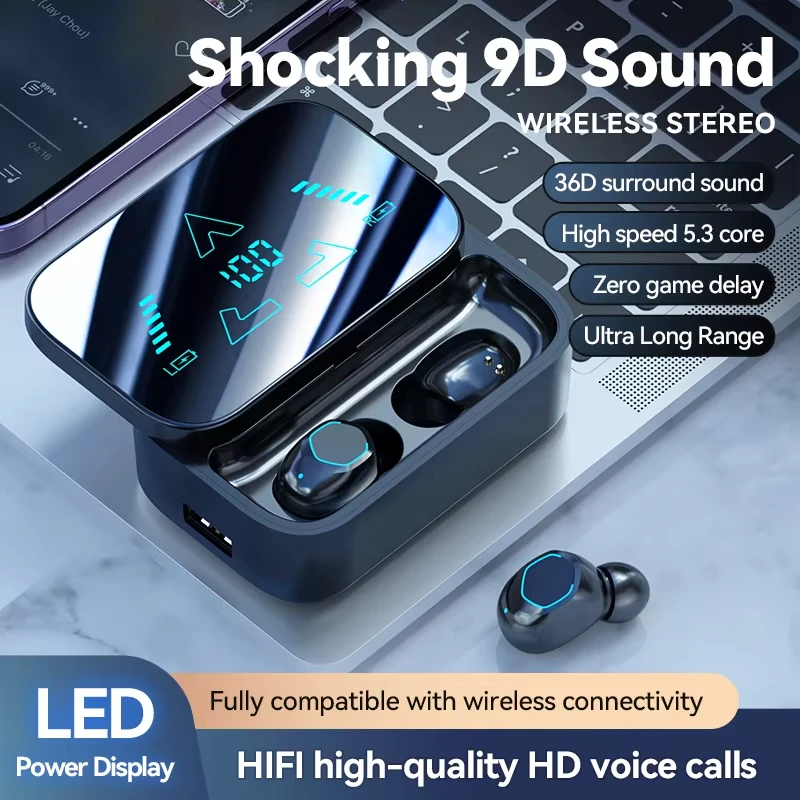 M48 wireless earphones intelligent noise reduction | large capacity charging case | high-definition digital display | audio and 
M48 wireless earphones intelligent noise reduction | large capacity charging case | high-definition digital display | audio and
