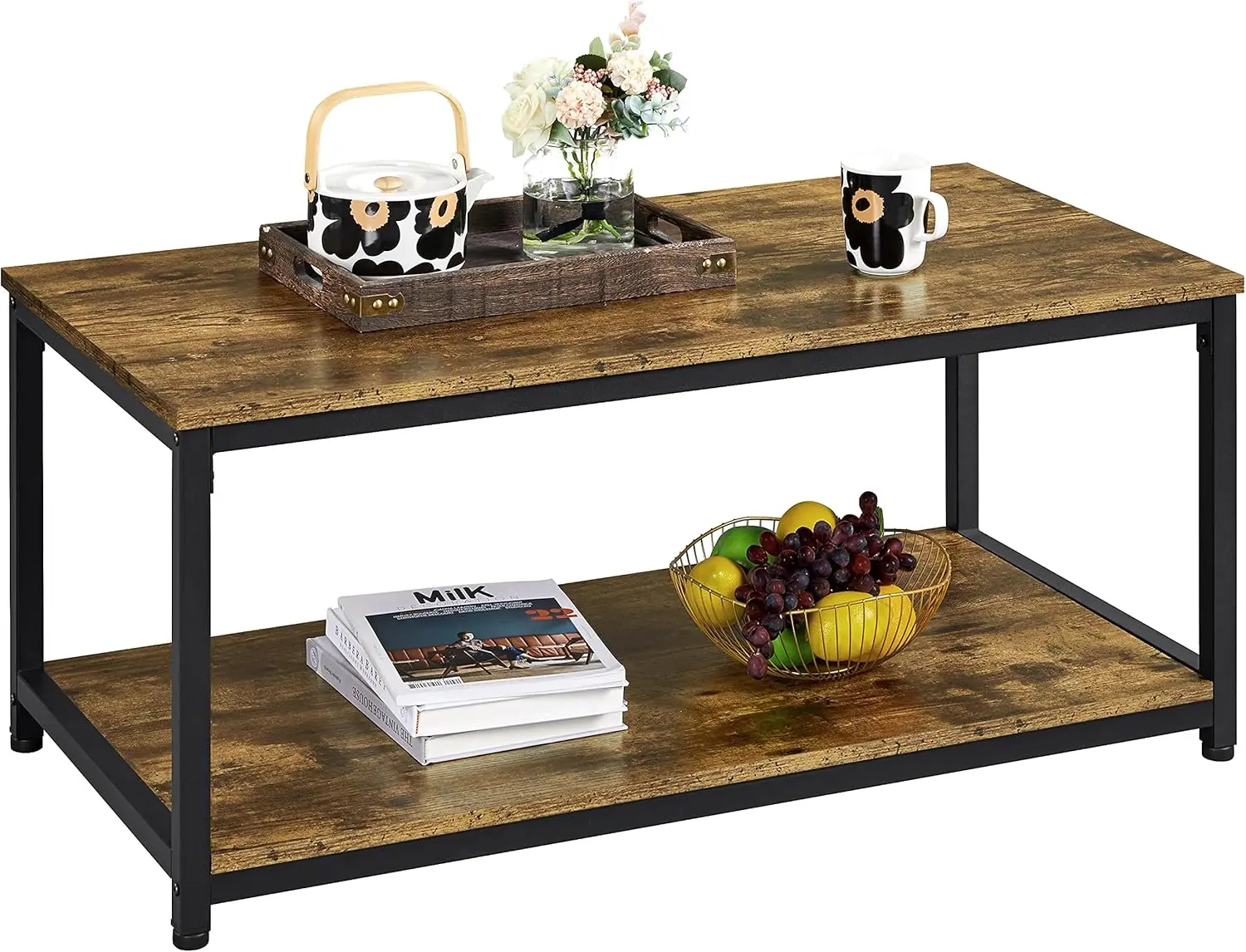 2-Tier Coffee Table, Industrial Wood Coffee Table with Storage Shelf for Living Room, Rectangle Side End Table
2-Tier Coffee Table, Industrial Wood Coffee Table with Storage Shelf for Living Room, Rectangle Side End Table