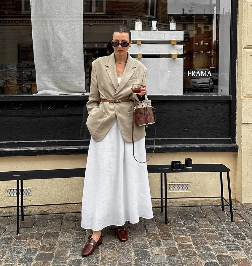 French Elegant White A-shaped Skirt Women's 2026 Spring Summer Cross-border Temperament Drape High Waist Cotton Linen Dress
French Elegant White A-shaped Skirt Women's 2026 Spring Summer Cross-border Temperament Drape High Waist Cotton Linen Dress