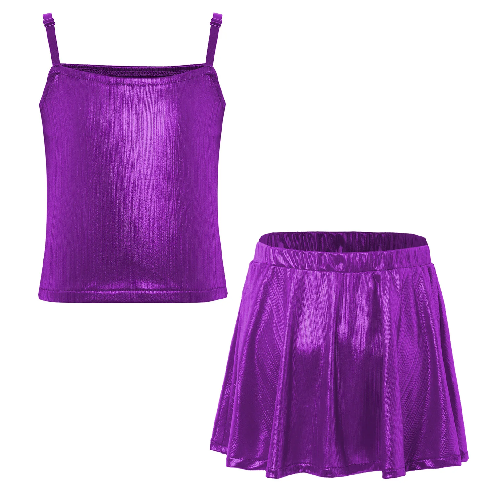 2Pcs Kids Girls Jazz Dance Costumes Adjustable Straps Metallic Camisole Tops Vest+Shimmery Ruffled Skirt Set Carnival Dancewear
2Pcs Kids Girls Jazz Dance Costumes Adjustable Straps Metallic Camisole Tops Vest+Shimmery Ruffled Skirt Set Carnival Dancewear