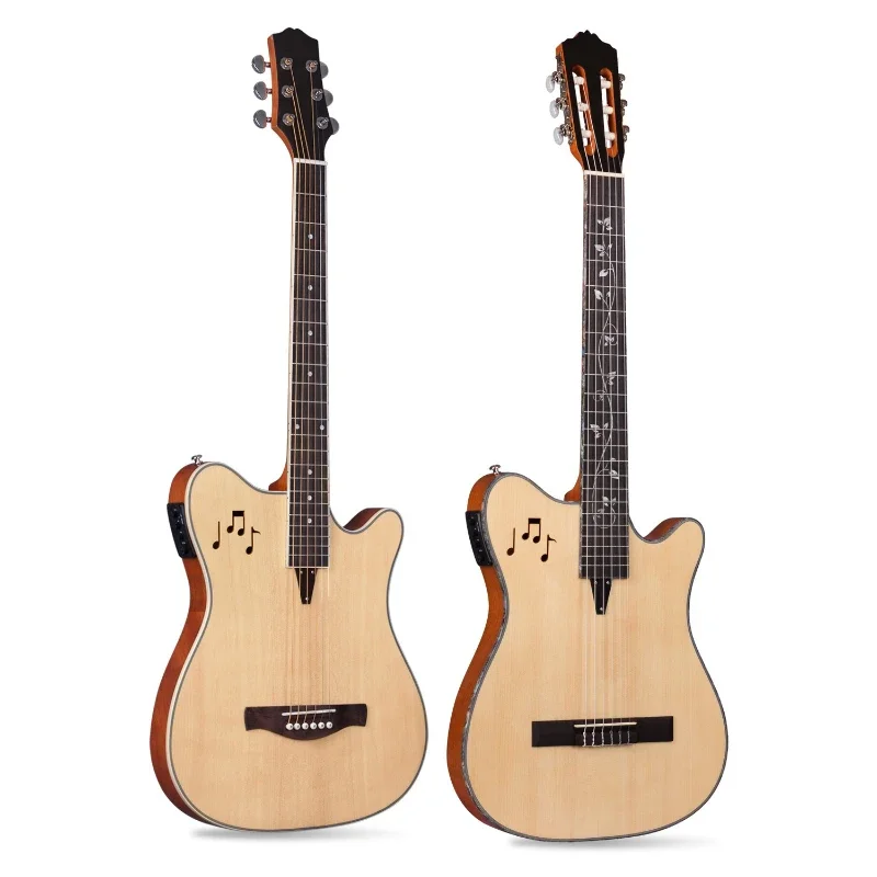 40 inch spruce peach blossom core full veneer folk guitar, electric acoustic guitar, electric box veneer 
40 inch spruce peach blossom core full veneer folk guitar, electric acoustic guitar, electric box veneer