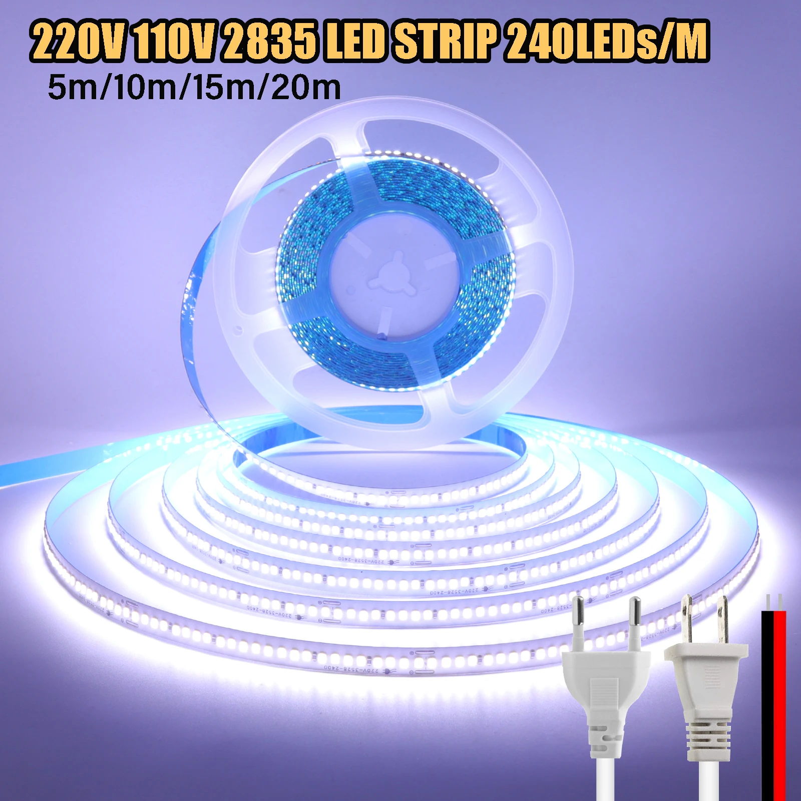 AC 110V 220V 2835 240Leds/M LED Strip Light with Power EU US Plug/2pin IP44 10CM Cut Flexible Ribbon Adhesive Tape Home Decor
AC 110V 220V 2835 240Leds/M LED Strip Light with Power EU US Plug/2pin IP44 10CM Cut Flexible Ribbon Adhesive Tape Home Decor