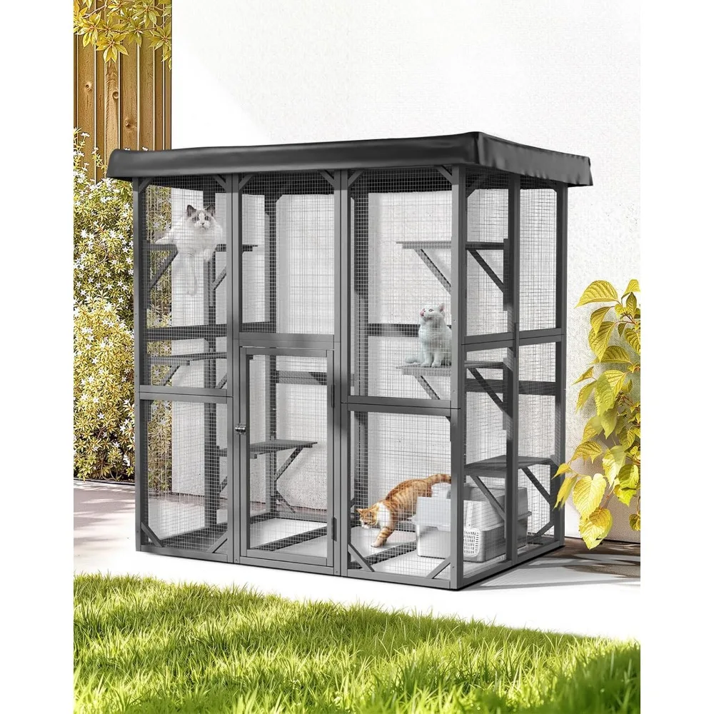 Catio Outdoor Cat Enclosure, 71" Large Cat House for Multiple Cats with Waterproof Roof, 3 Tier Cat Cage with 6 Platform for Pat
Catio Outdoor Cat Enclosure, 71" Large Cat House for Multiple Cats with Waterproof Roof, 3 Tier Cat Cage with 6 Platform for Pat