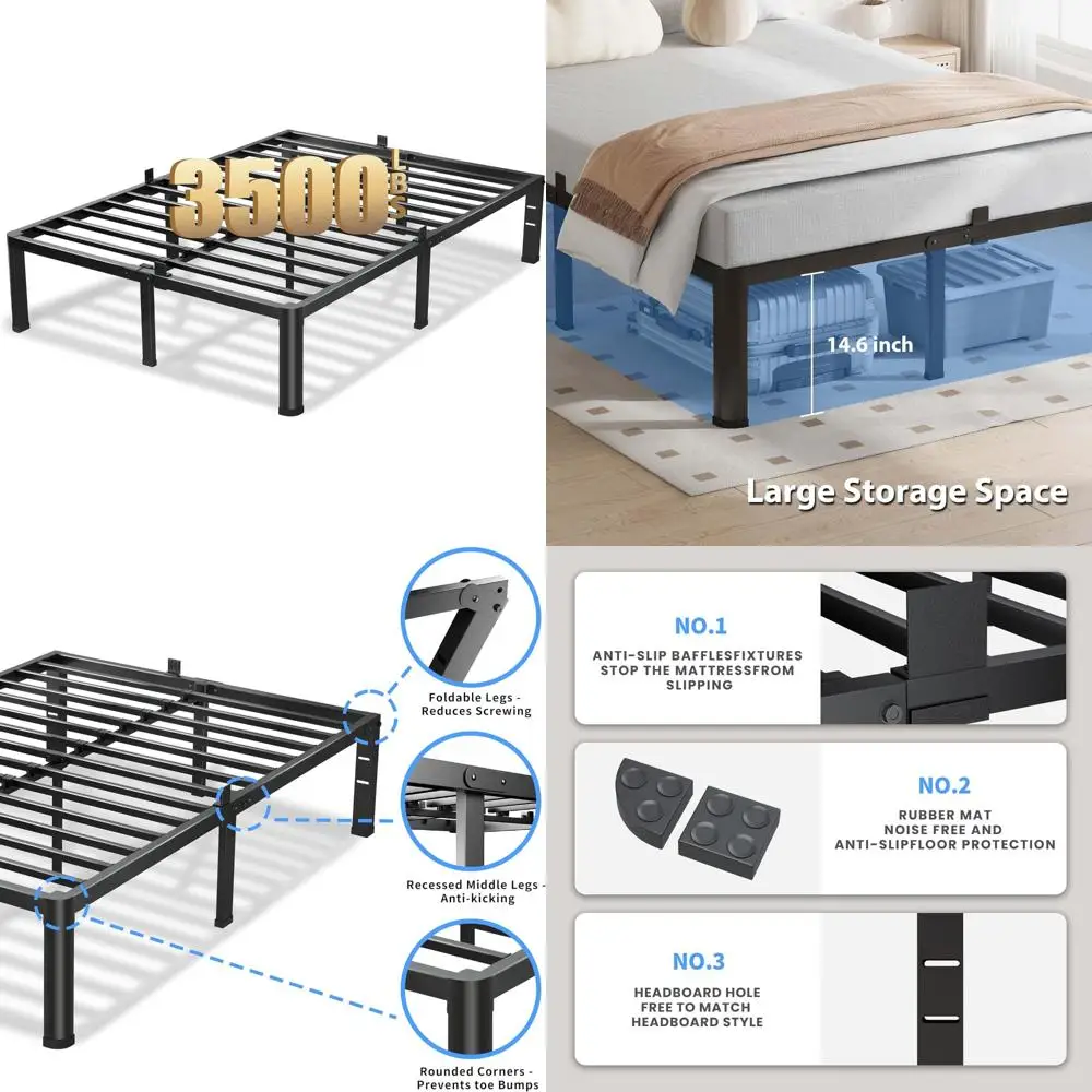 King Size Metal Bed Frame for 16 Inch Mattress, 3500lbs Capacity with Rounded Corner Legs and Mattress Retention System, Steel S
King Size Metal Bed Frame for 16 Inch Mattress, 3500lbs Capacity with Rounded Corner Legs and Mattress Retention System, Steel S