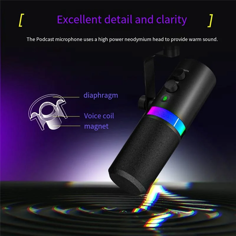 RGB Gaming Microphone Dynamic Microphone USB/XLR Noise Canceling Dual Mode Microphone Podcast Microphone Easy Install
RGB Gaming Microphone Dynamic Microphone USB/XLR Noise Canceling Dual Mode Microphone Podcast Microphone Easy Install
