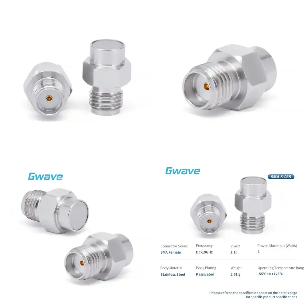 18 GHz 1 Watt Passivated Stainless Steel SMA Female Load Termination Connector Accessory
18 GHz 1 Watt Passivated Stainless Steel SMA Female Load Termination Connector Accessory