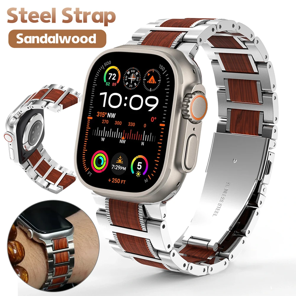 Ремешок деревянный для Apple Watch Ultra2 9 8 7 Ultra 6 5 4 3, браслет из нержавеющей стали и сандалового дерева для iWatch 49 мм 40 мм 44 мм 41 мм 45 мм
Ремешок деревянный для Apple Watch Ultra2 9 8 7 Ultra 6 5 4 3, браслет из нержавеющей стали и сандалового дерева для iWatch 49 мм 40 мм 44 мм 41 мм 45 мм