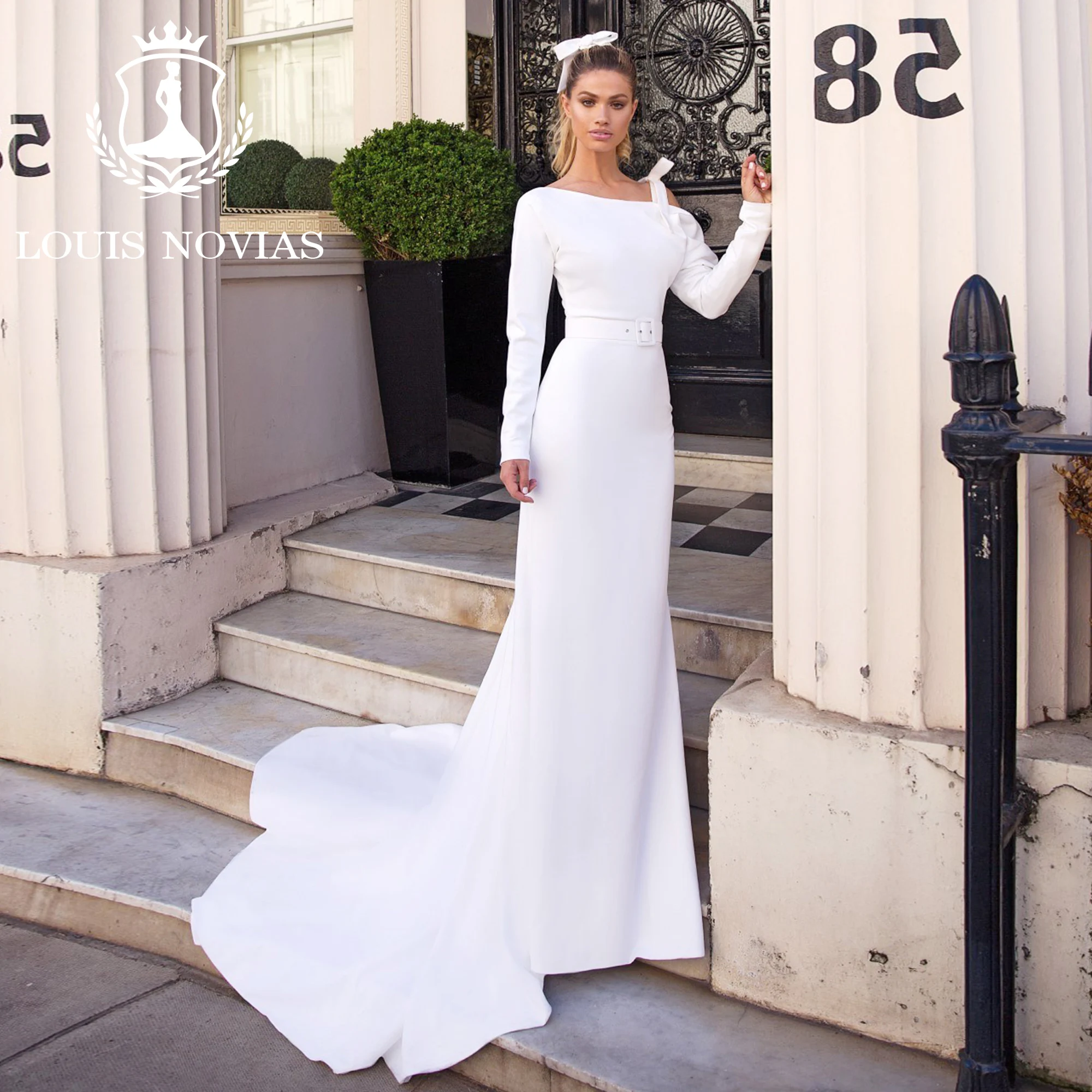 LOUIS NOVIAS Свадебное платье русалки с длинными рукавами, сексуальное атласное свадебное платье на одно плечо с разрезом на бедрах и открытой спиной, Vestidos De Novia
LOUIS NOVIAS Свадебное платье русалки с длинными рукавами, сексуальное атласное свадебное платье на одно плечо с разрезом на бедрах и открытой спиной, Vestidos De Novia