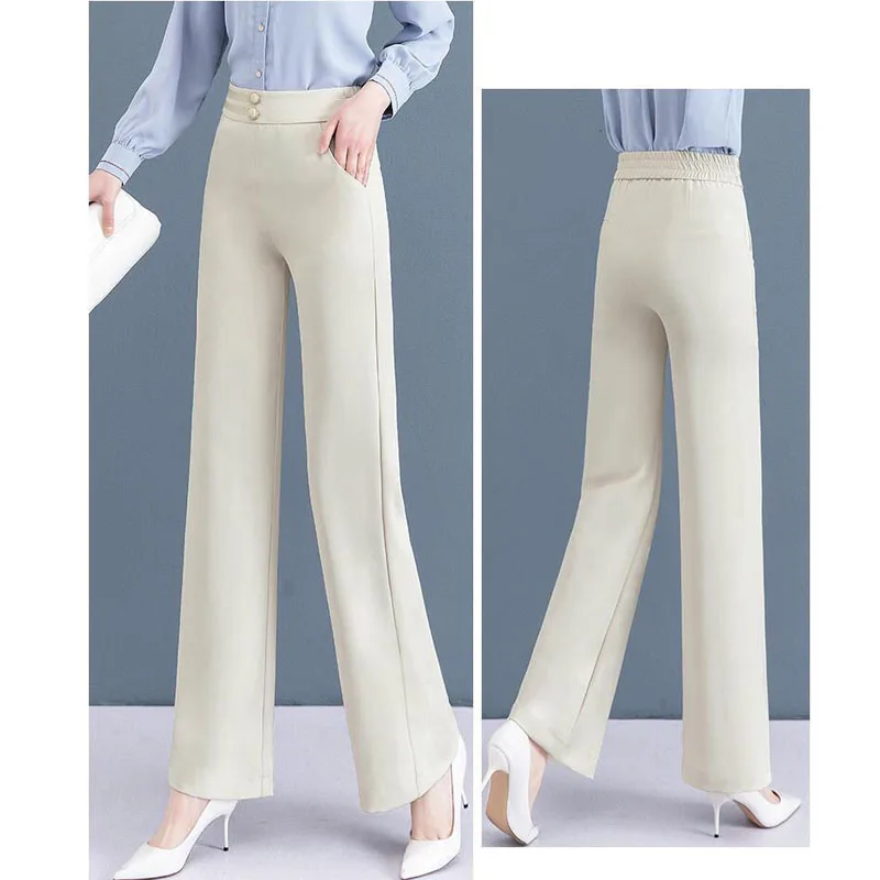 Elastic Waist Wide Leg Pants Women's Spring 2025 New Green Drape Female's Pants Autumn Casual Pants Loose Straight Pants White
Elastic Waist Wide Leg Pants Women's Spring 2025 New Green Drape Female's Pants Autumn Casual Pants Loose Straight Pants White