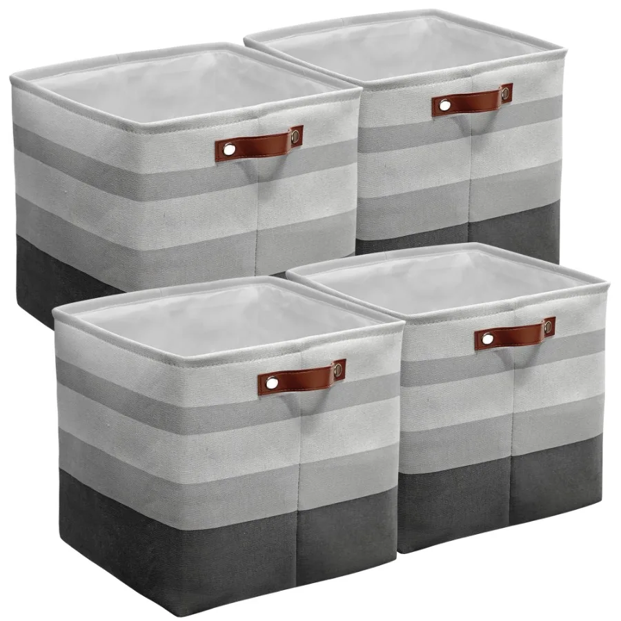 13x13 Storage Cubes Baskets 4 Pack Fabric Cube Storage Bins Large Storage Baskets with Leather Handles, Decorative Storage Boxe
13x13 Storage Cubes Baskets 4 Pack Fabric Cube Storage Bins Large Storage Baskets with Leather Handles, Decorative Storage Boxe