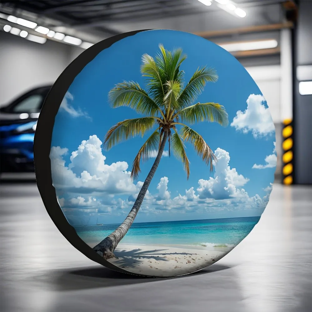 Tropical Palm Tree Beach Scene Tire Cover 2D Printed Polyester Spare Wheel Protector
Tropical Palm Tree Beach Scene Tire Cover 2D Printed Polyester Spare Wheel Protector