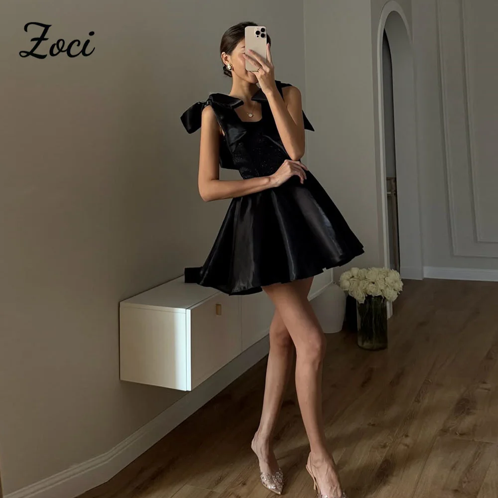 Zoci Black Satin Short Prom Dresses Customized A Line Lace Up Corset Women Formal Cocktail Gown Bow Strap Party Girls Dance Gown
Zoci Black Satin Short Prom Dresses Customized A Line Lace Up Corset Women Formal Cocktail Gown Bow Strap Party Girls Dance Gown