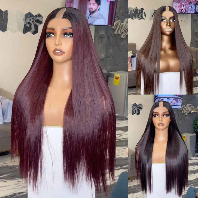 Easy Install Super Long 28Inch Silky Straight 99J Blonde/Ombre Golden/Highlight Wine Blonde/Ombre Dark Brown 1x4 Size U Part Wig
Easy Install Super Long 28Inch Silky Straight 99J Blonde/Ombre Golden/Highlight Wine Blonde/Ombre Dark Brown 1x4 Size U Part Wig