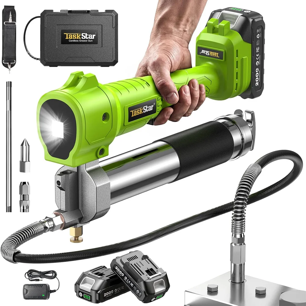 Taskstar 10000PSI Electric Grease Gun Kit 1m Flexible Hose Cordless Electric Oil Injector Fat Machine For Makita 18V Battery Pin
Taskstar 10000PSI Electric Grease Gun Kit 1m Flexible Hose Cordless Electric Oil Injector Fat Machine For Makita 18V Battery Pin