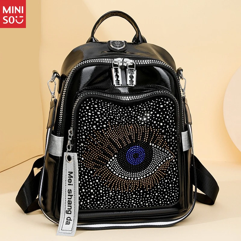 Miniso Punk Rhinestone Backpack for Women, Multi-way Shoulder Bag, Luxury Studded Bookbag
Miniso Punk Rhinestone Backpack for Women, Multi-way Shoulder Bag, Luxury Studded Bookbag