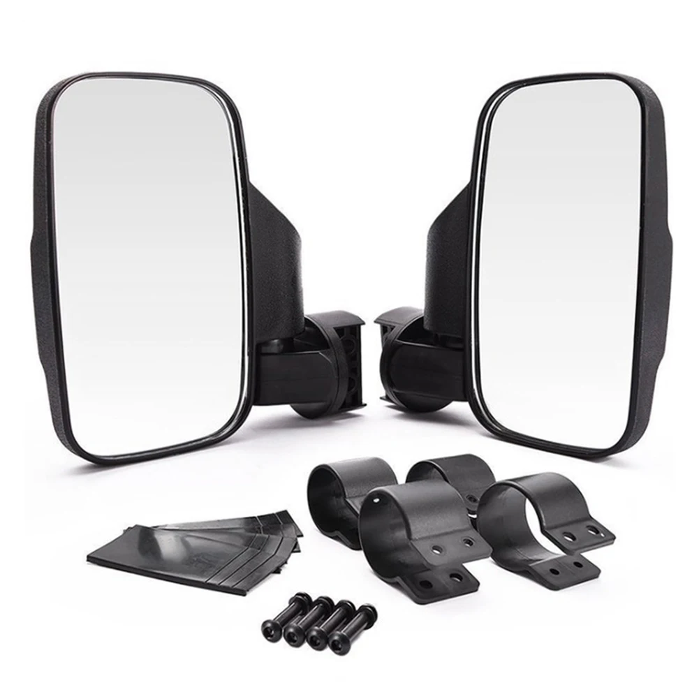 UTV Side Mirror Clamps Adjustable Side Mirrors ATV Rearview Mirror Impact-Resistant Material Secure Mounting Clamps