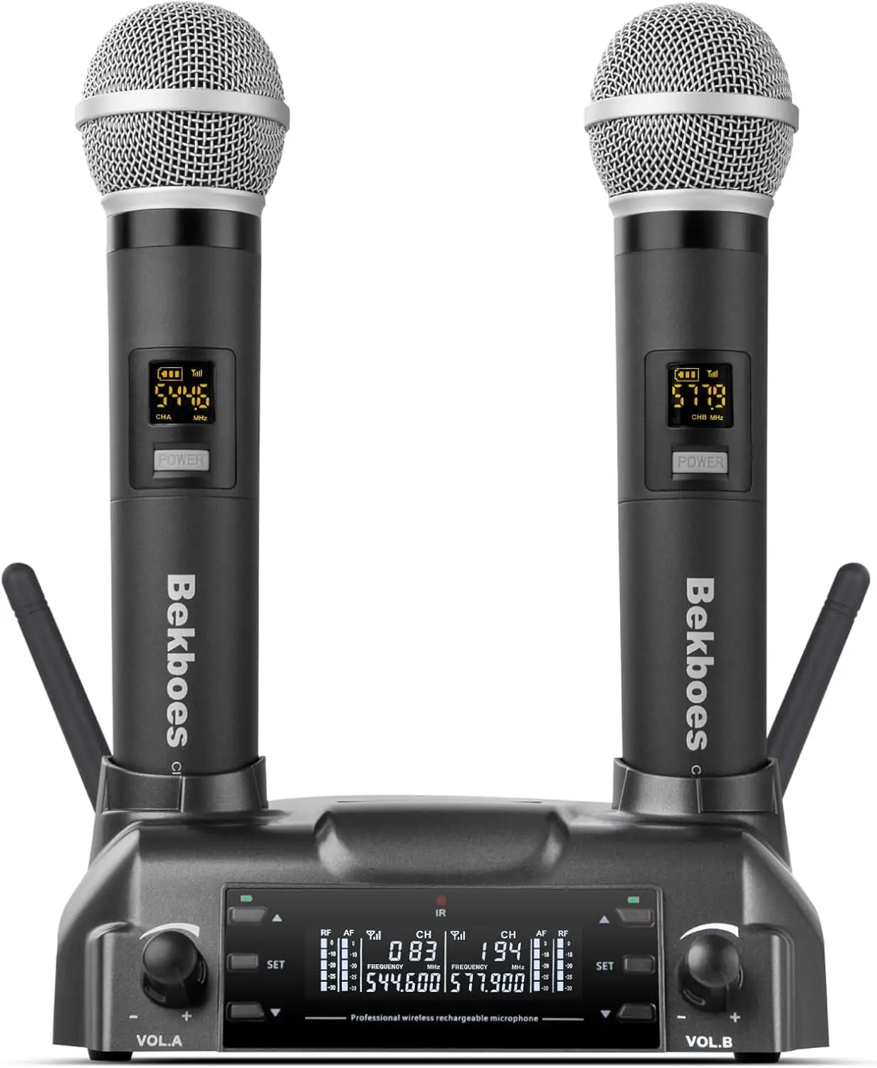 Professional Dual Dynamic Handheld UHF Wireless Microphone System Magnetic Inductive Wireless Charging 165ft Range for Home
Professional Dual Dynamic Handheld UHF Wireless Microphone System Magnetic Inductive Wireless Charging 165ft Range for Home