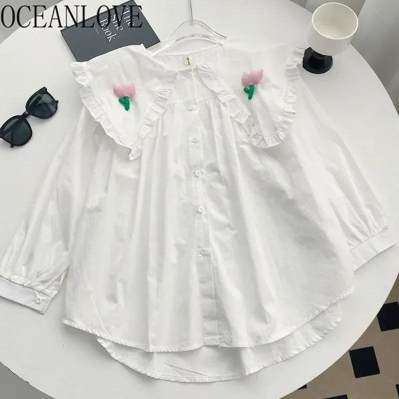 OCEANLOVE 3D Flowers Blouses Peter Pan Collar Sweet Spring Autumn Women Shirts Korean Fashion Ruffles Vintage Camisas
OCEANLOVE 3D Flowers Blouses Peter Pan Collar Sweet Spring Autumn Women Shirts Korean Fashion Ruffles Vintage Camisas