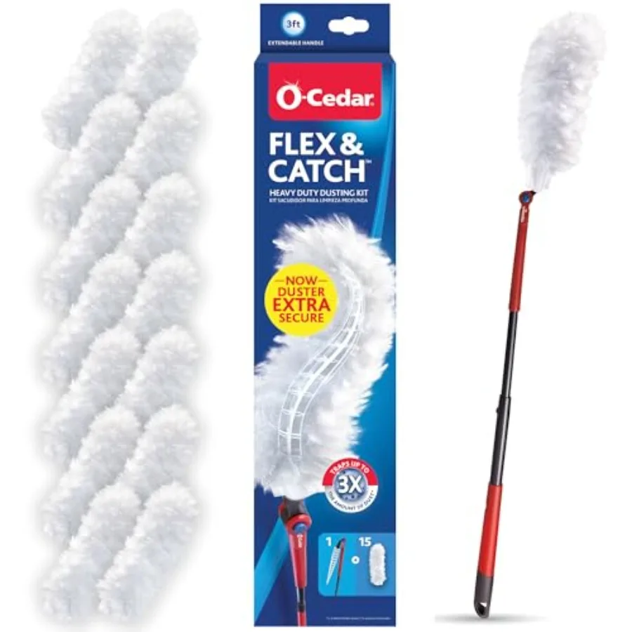 Flex and Catch Heavy Duty Dusting Kit with 15 Disposable Duster Refills New and Impd Model Extendable 3 Ft Handle with Stay-On
Flex and Catch Heavy Duty Dusting Kit with 15 Disposable Duster Refills New and Impd Model Extendable 3 Ft Handle with Stay-On
